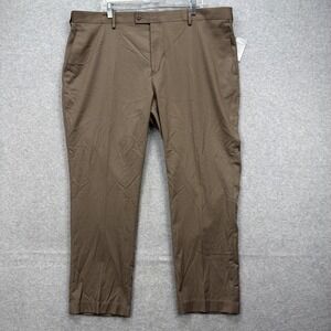 Alan Flusser Pants Men 44x30 Taupe Chino Classic Comfort Stretch Herringbone NEW